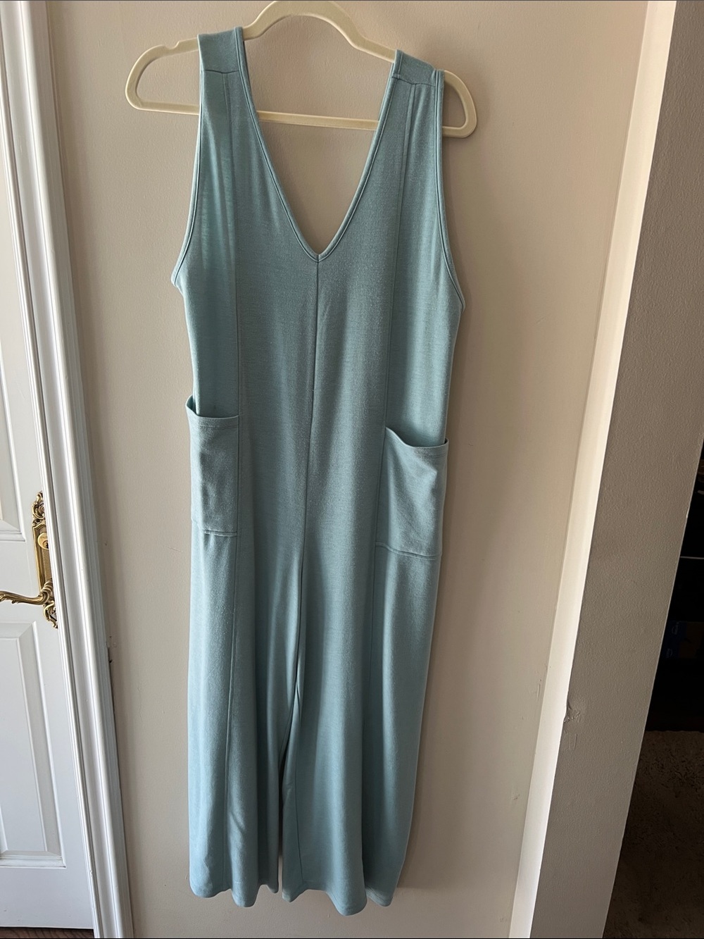Zenana Outfitters Light Blue Sleeveless V-Neck Jumpsuit with Pockets